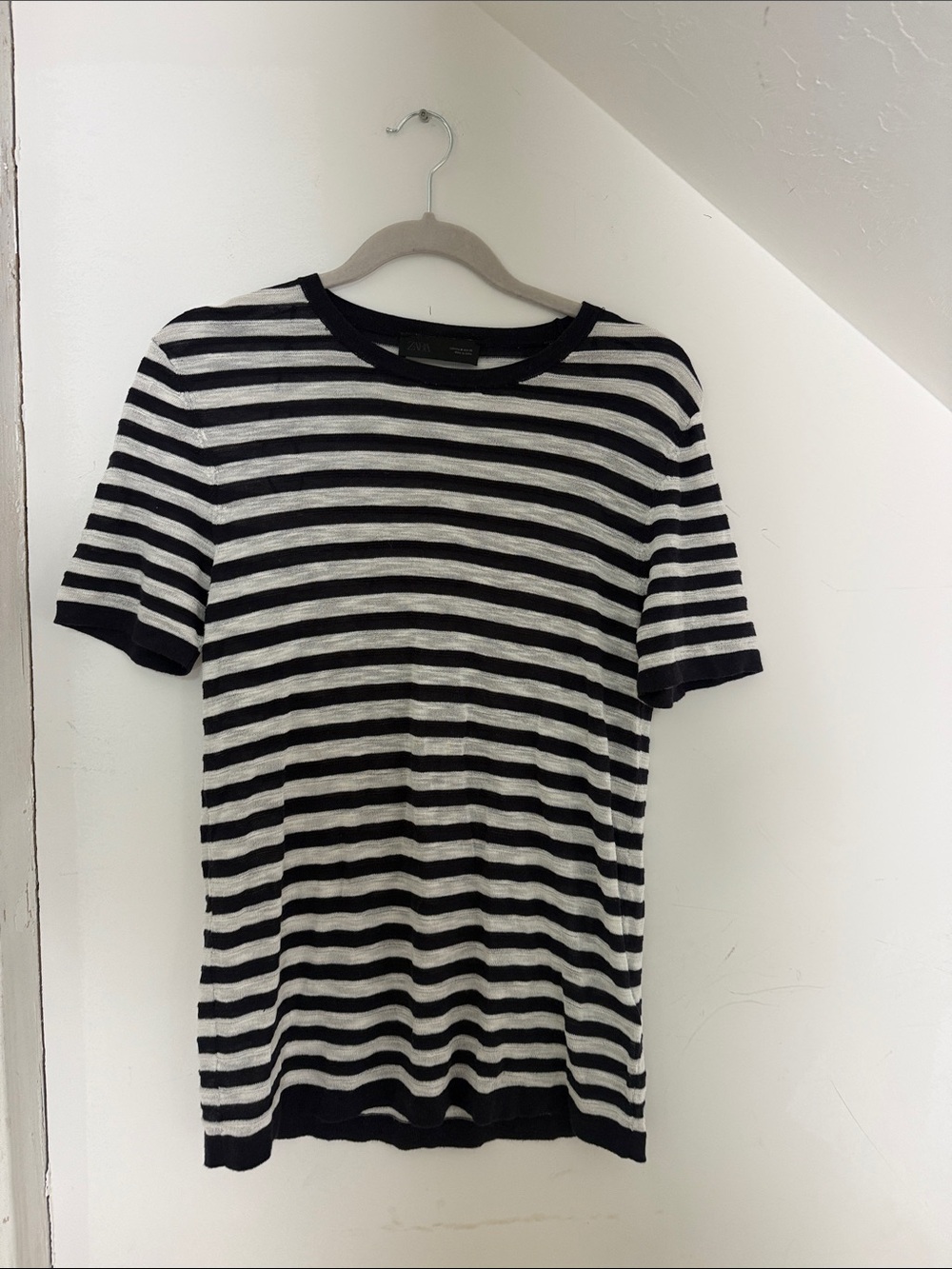 Black & White Striped Short Sleeve Men's Shirt